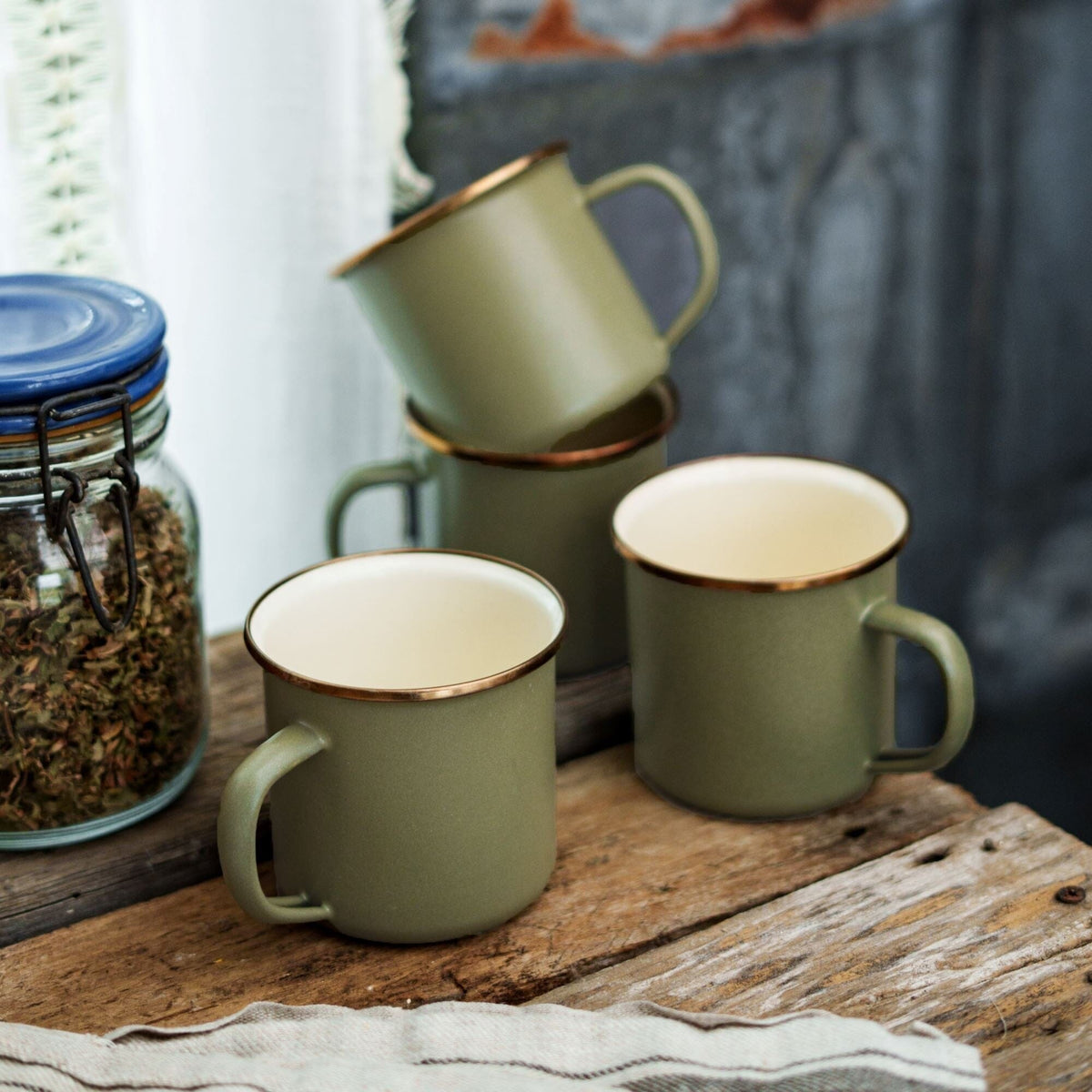 Enamelware 2-Tone Dining Collection - Olive Drab